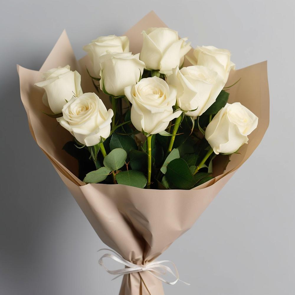 Букет 9 Белых роз Эдлесс Лав в Красногорской