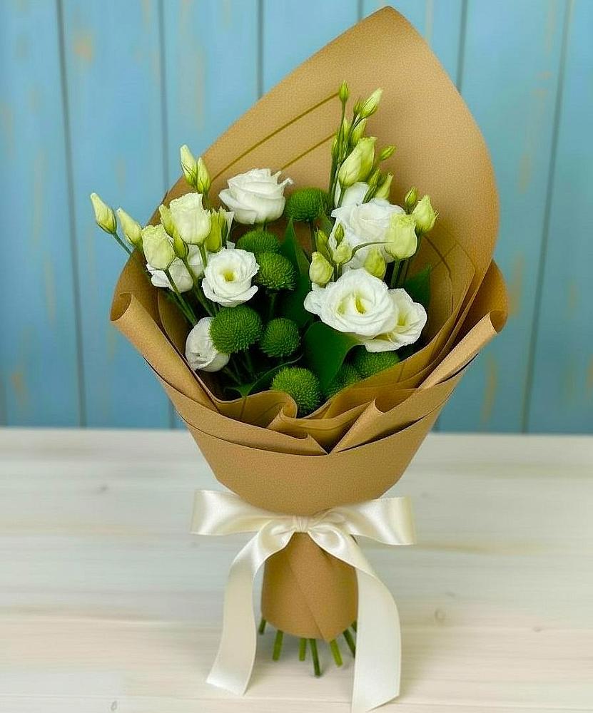 Букет цветов из: Хризантемы и Лизиантусы в Красногорской