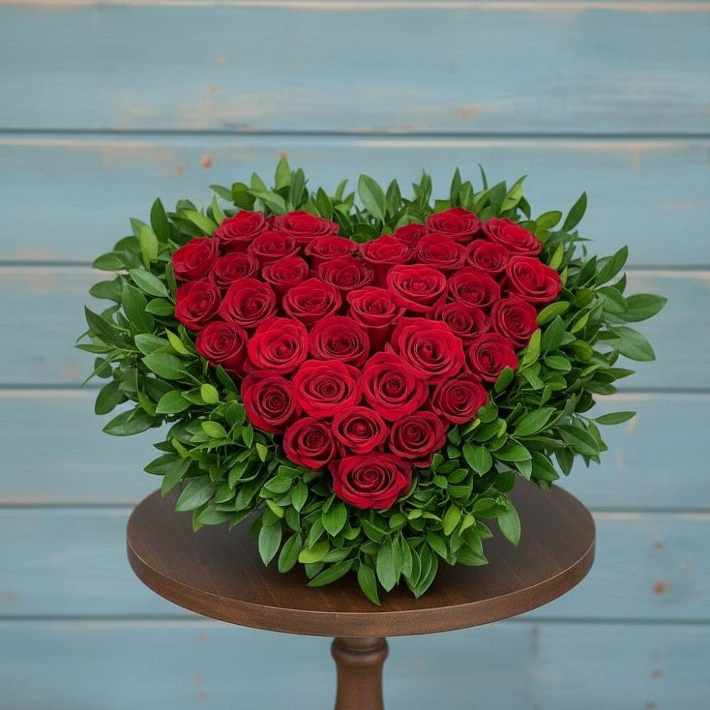 Цветочная композиция из Розы в виде сердца в Красногорской