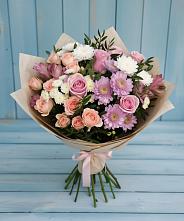 Букет цветов из:  Хризантемы, Розы и Альстромерии в Красногорской