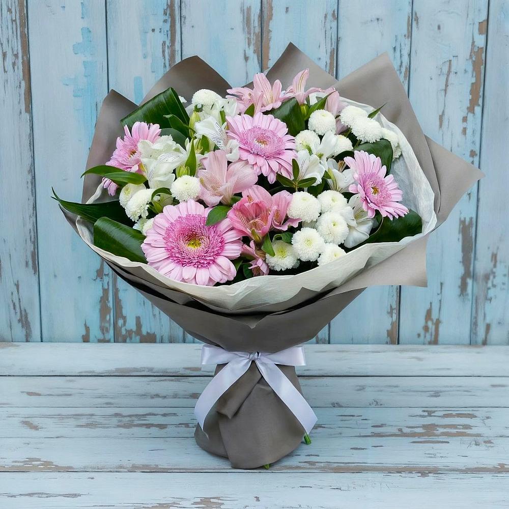 Букет цветов из: Герберы, Альстромерии и Хризантемы в Красногорской